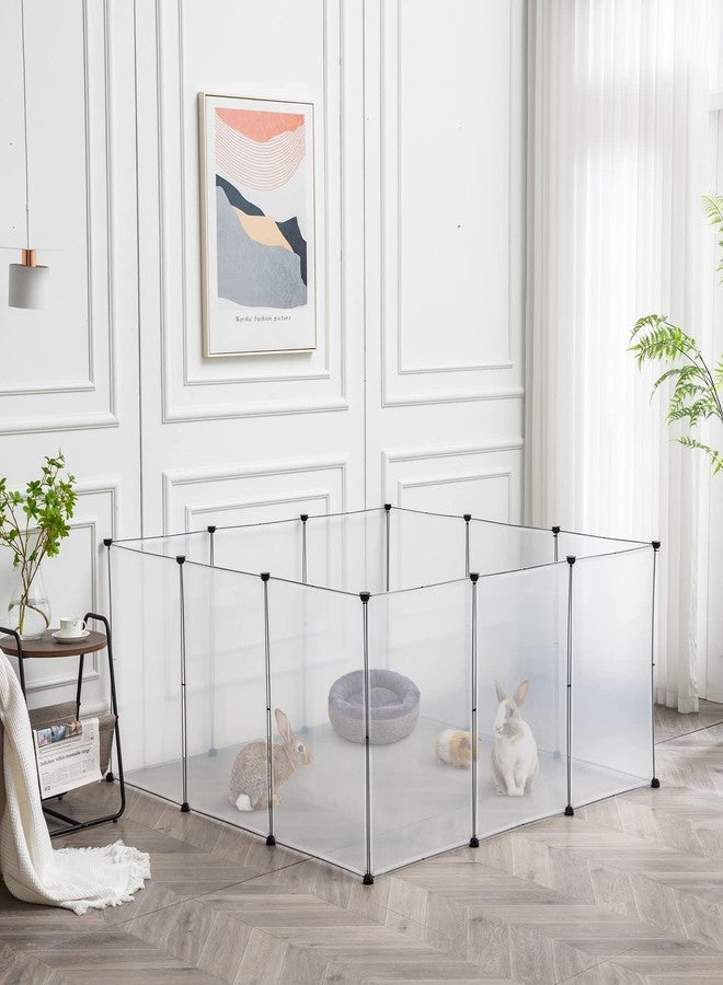 BRIAN & DANY قفص لعب للكلاب من بريان وداني، قفص لعب بلاستيكي محمول للحيوانات الأليفة، قفص لعب شفاف للكلاب والأرانب من الأكريليك للاستخدام الداخلي، سياج مكون من 12 لوحة للجراء وخنازير غينيا للحيوانات الصغيرة - 28 × 20 بوصة - Image 4